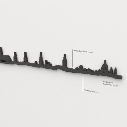 Decoración de pared con la silueta del skyline de München color negro.