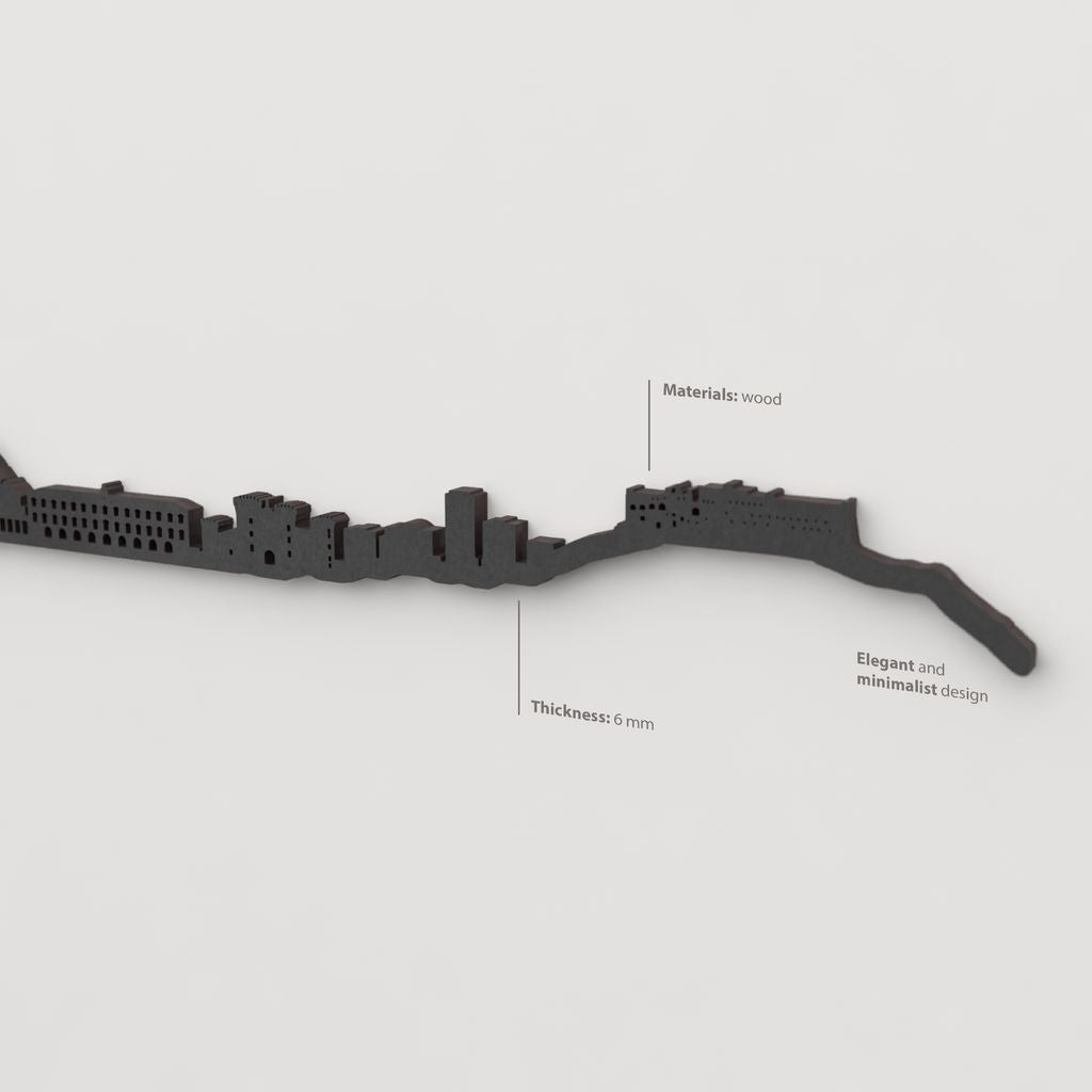 Acabado lacado negro del skyline Nápoles en madera.