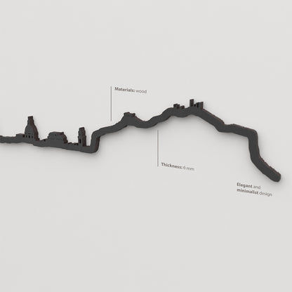 Acabado lacado negro del skyline Palermo en madera.