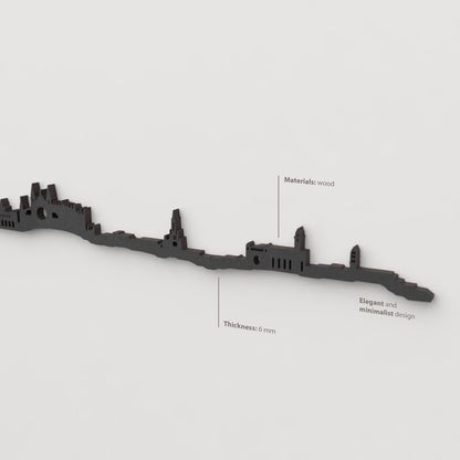 Acabado lacado negro del skyline Palma en madera.