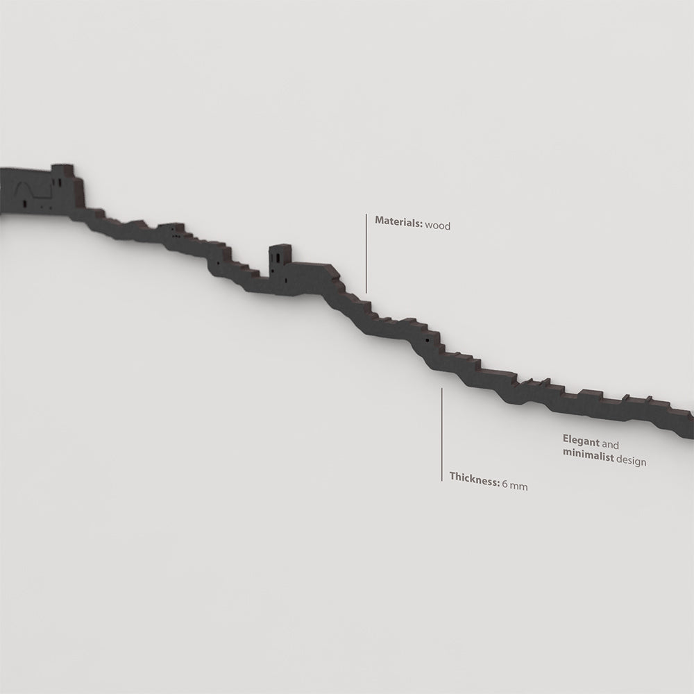 Acabado lacado negro del skyline Peñíscola en madera.