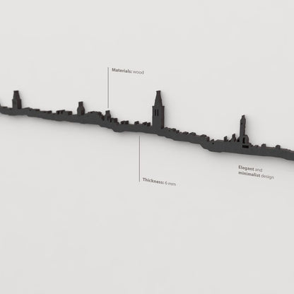 Acabado lacado negro del skyline Saint Andrews en madera.