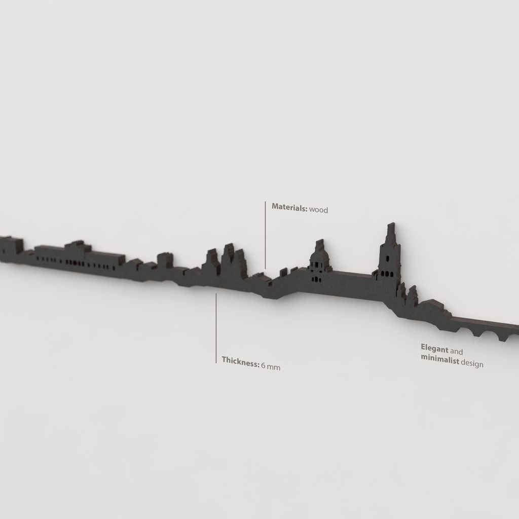 Decoración de pared con la silueta del skyline de Salamanca color negro.