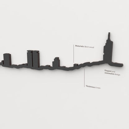 Acabado lacado negro del skyline Sarajevo en madera.