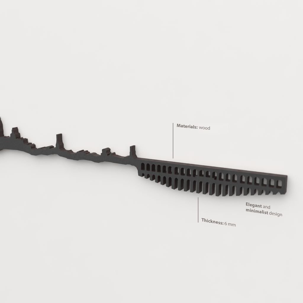 Decoración de pared con la silueta del skyline de Segovia color negro.