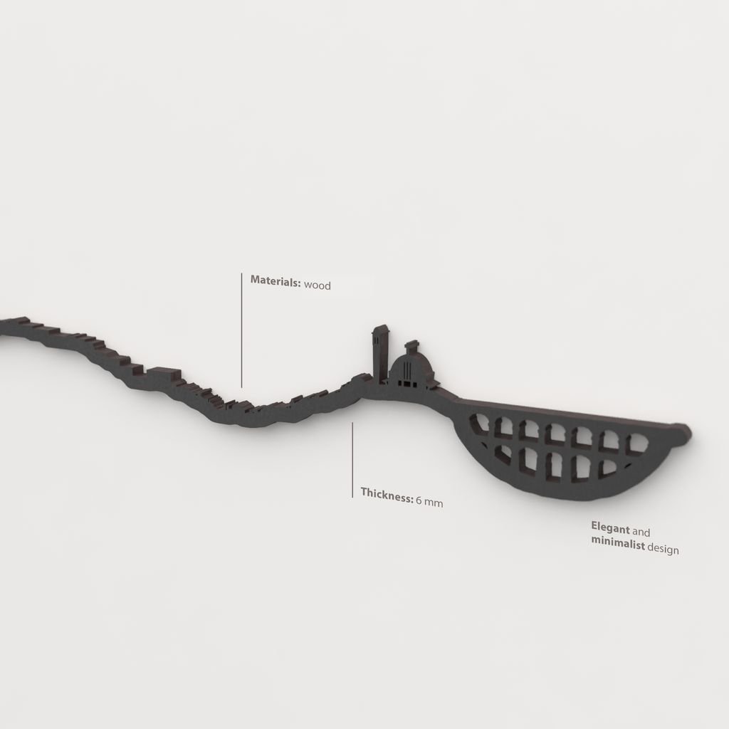 Decoración de pared con la silueta del skyline de Tarragona color negro.