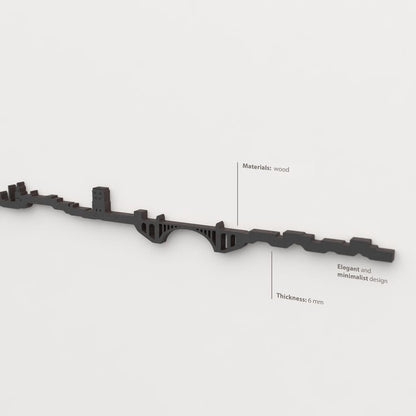 Decoración de pared con la silueta del skyline de Teruel color negro.