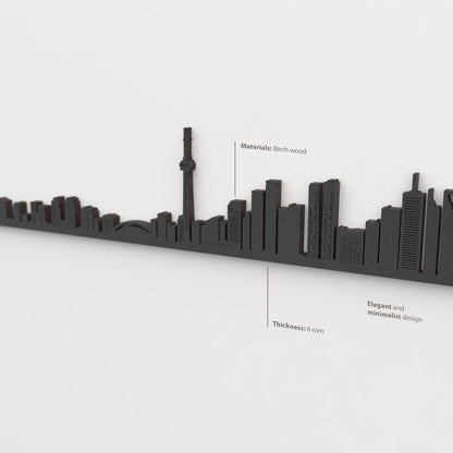 Decoración de pared con la silueta del skyline de Toronto color negro.