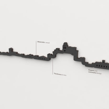 Decoración de pared con la silueta del skyline de Turégano color negro.
