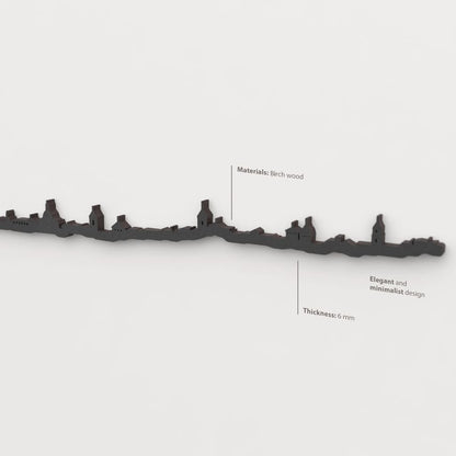 Decoración de pared con la silueta del skyline de Úbeda color negro.