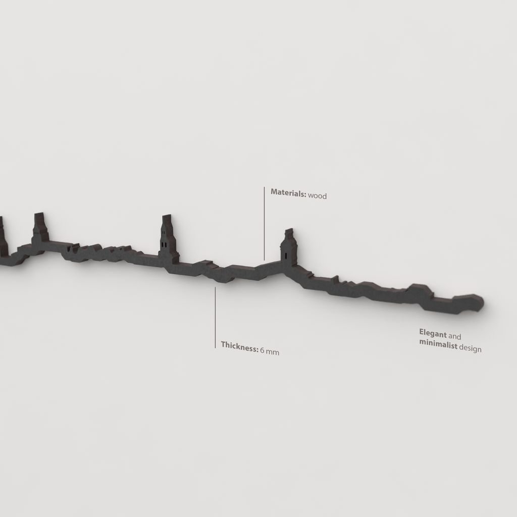 Decoración de pared con la silueta del skyline de Vitoria color negro.