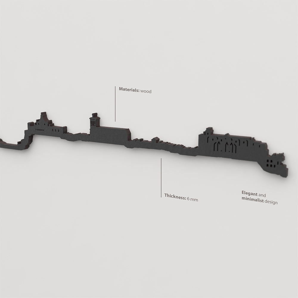 Skyline Menorca con acabado lacado negro en madera.