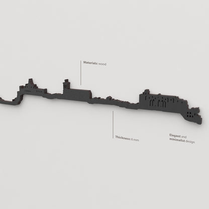 Skyline Menorca con acabado lacado negro en madera.