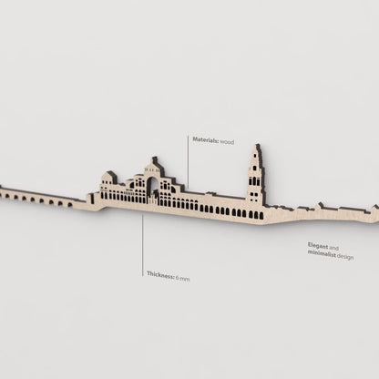 Textura y veta de la madera natural en la silueta skyline de Córdoba.