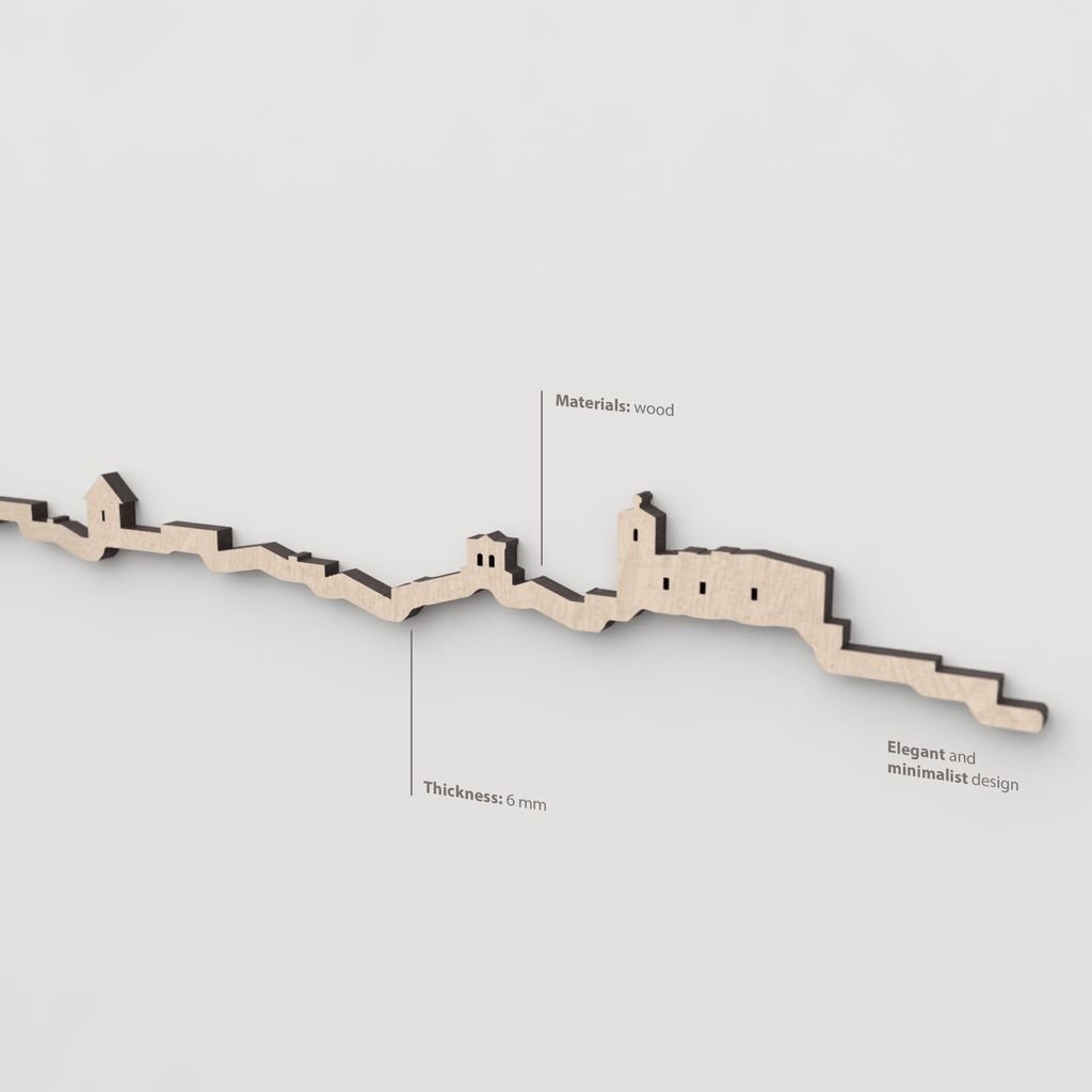 Textura natural de la madera en la silueta decorativa del skyline de Covaleda.