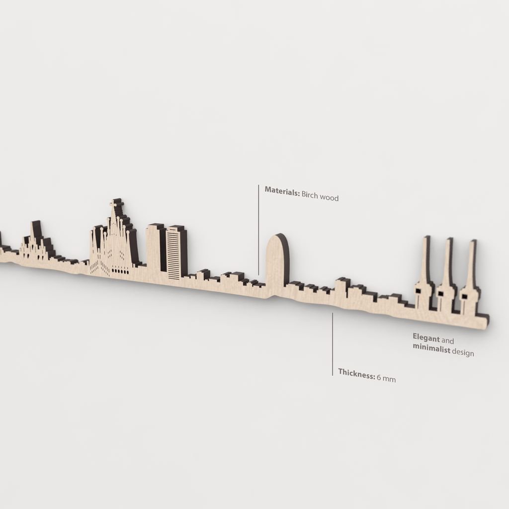 Textura y veta de la madera de abedul natural del skyline Barcelona.