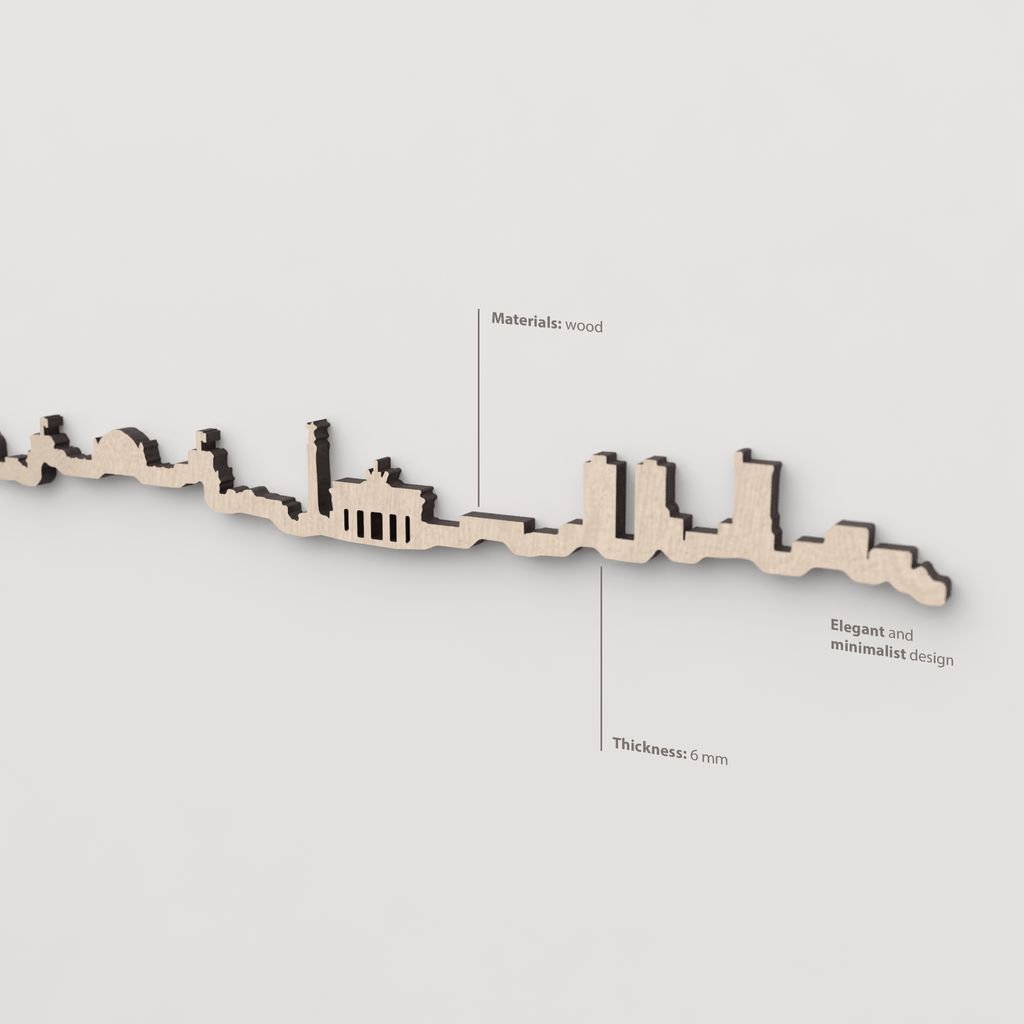 Textura y veta de la madera natural del skyline de Berlín.