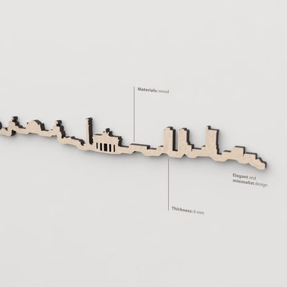 Textura y veta de la madera natural del skyline de Berlín.