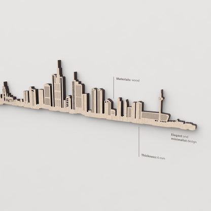 Textura y veta de la madera natural del skyline de Frankfurt.