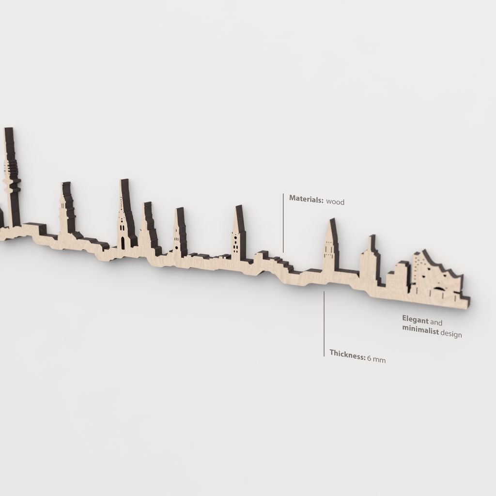 Textura y veta de la madera natural del skyline de Hamburgo.