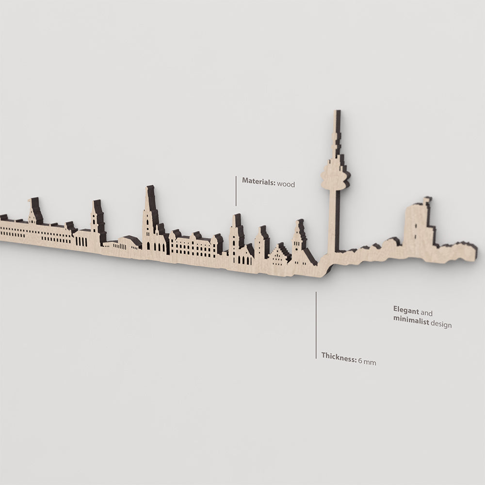 Vetado de la madera natural en el skyline Karlsruhe.