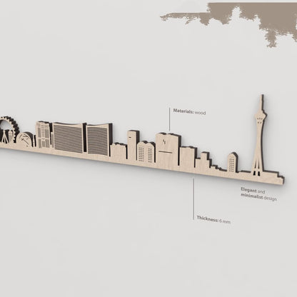 Vetado de la madera natural en el skyline Las Vegas.