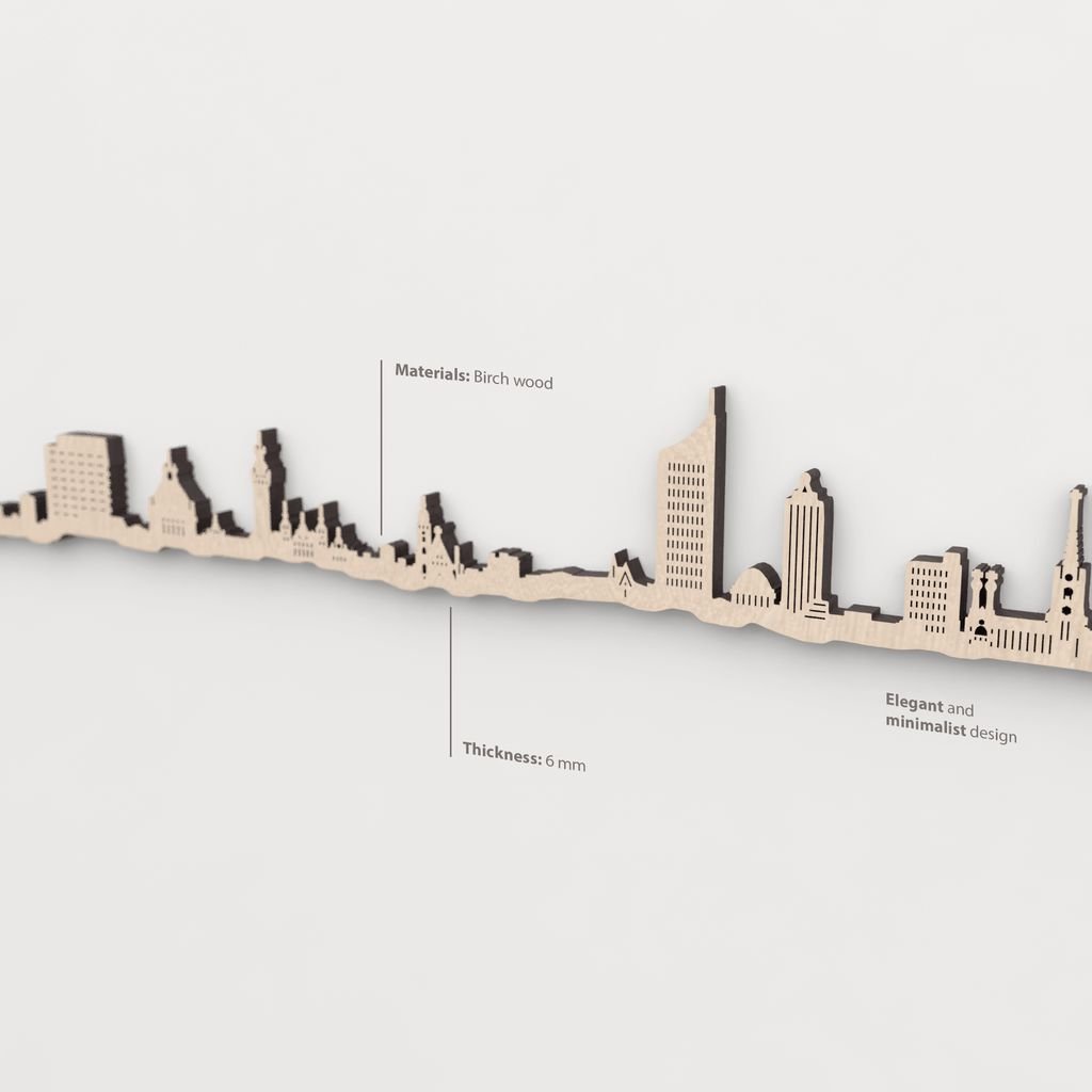 Vetado de la madera natural en el skyline Leipzig.