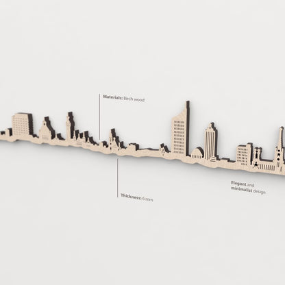 Vetado de la madera natural en el skyline Leipzig.
