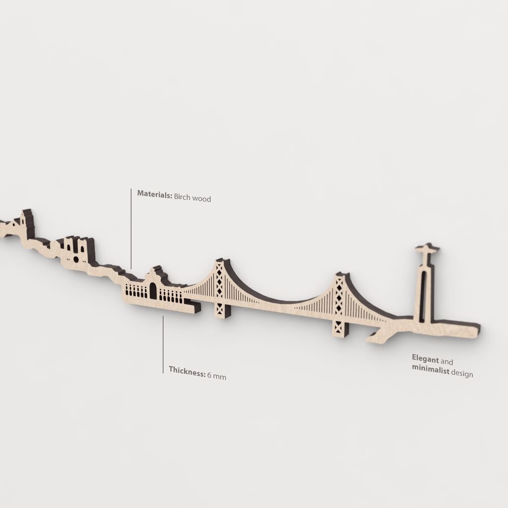 Vetado de la madera natural en el skyline Lisboa.