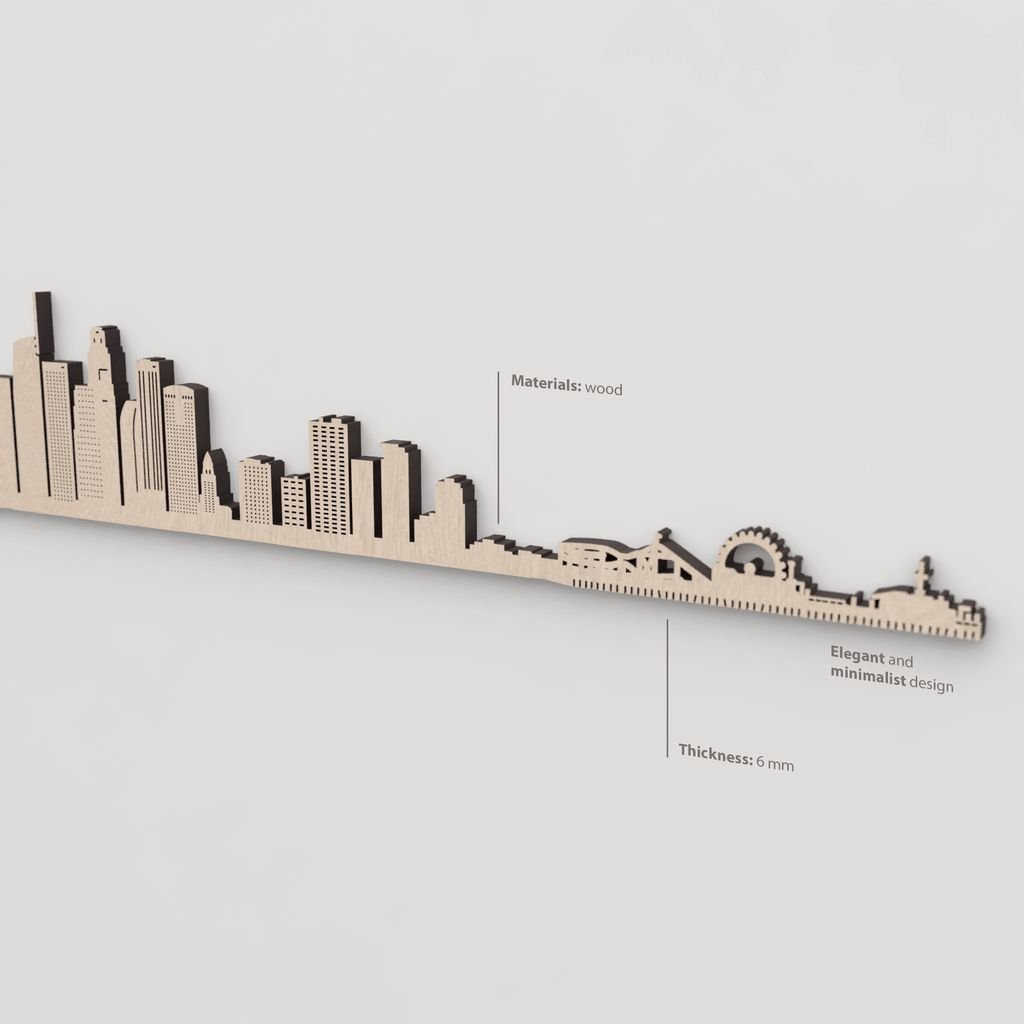 Vetado de la madera natural en el skyline Los Angeles.