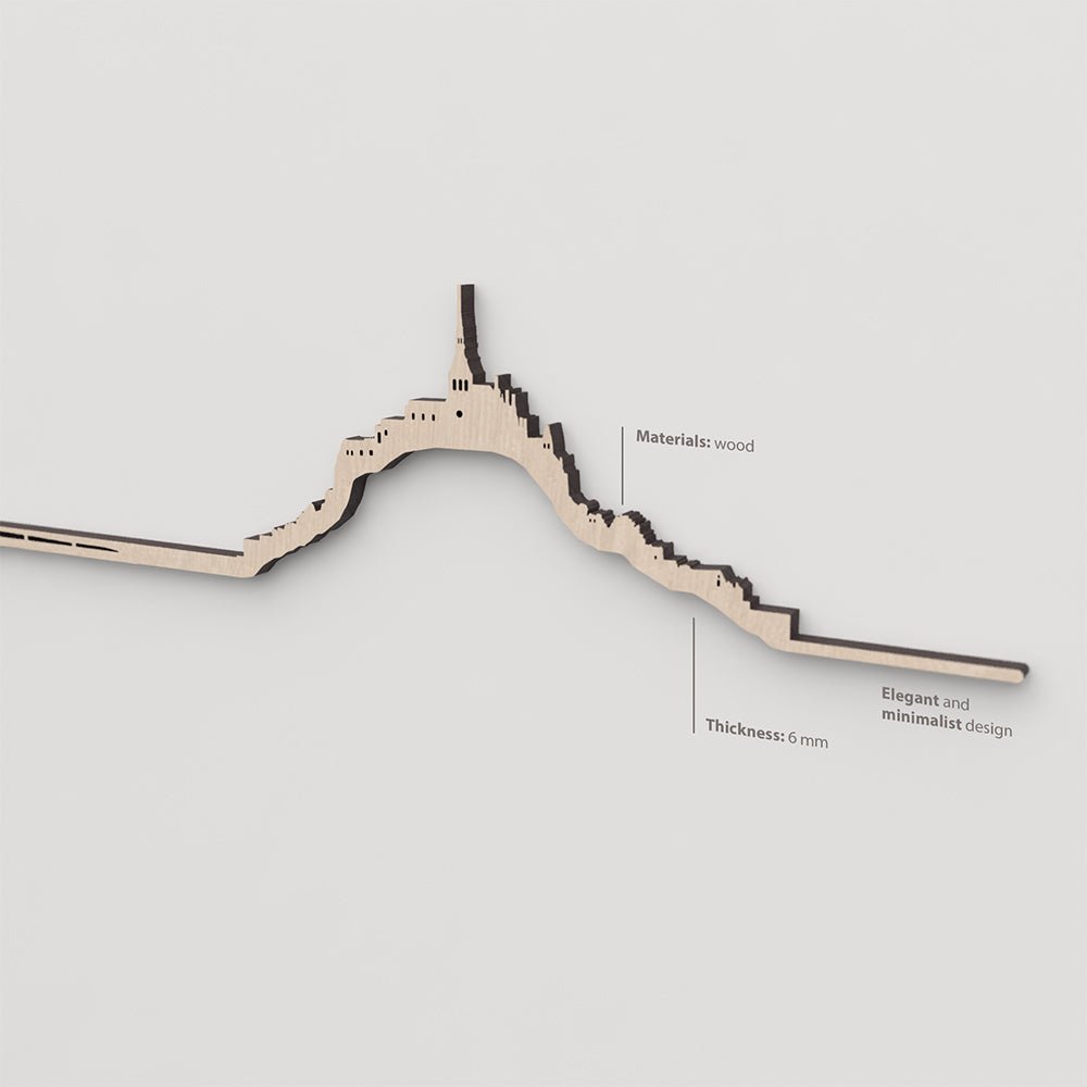 Vetado de la madera natural en el skyline Mont Saint-Michel.