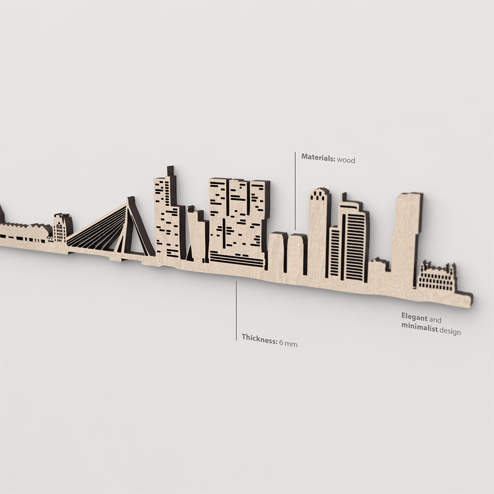 Textura y veta de la madera natural del skyline de Rotterdam.