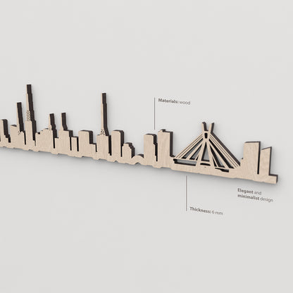 Vetado de la madera natural en el skyline São Paulo.