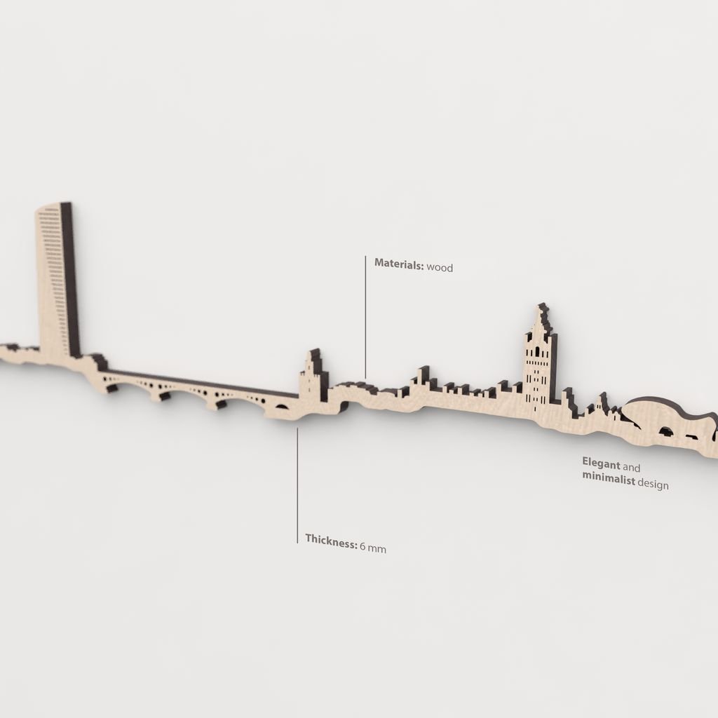 Textura y veta de la madera de abedul natural del skyline Sevilla.