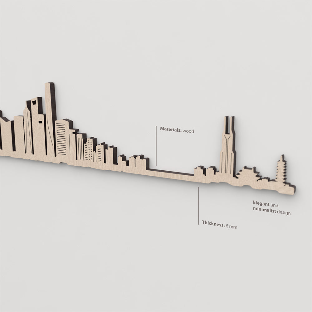 Vetado de la madera natural en el skyline Shanghái.