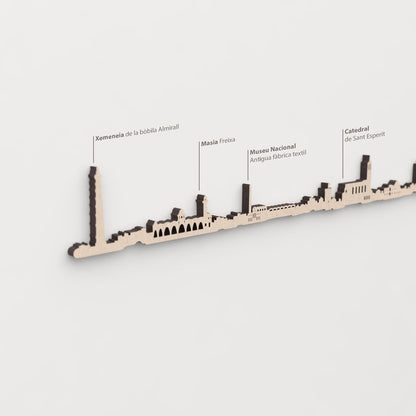 Textura y veta de la madera de abedul natural del skyline Terrassa.