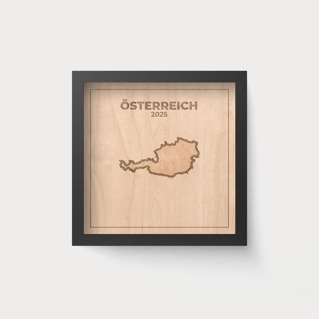 Silueta de Austria en Madera – Cuadro Personalizado 20x20