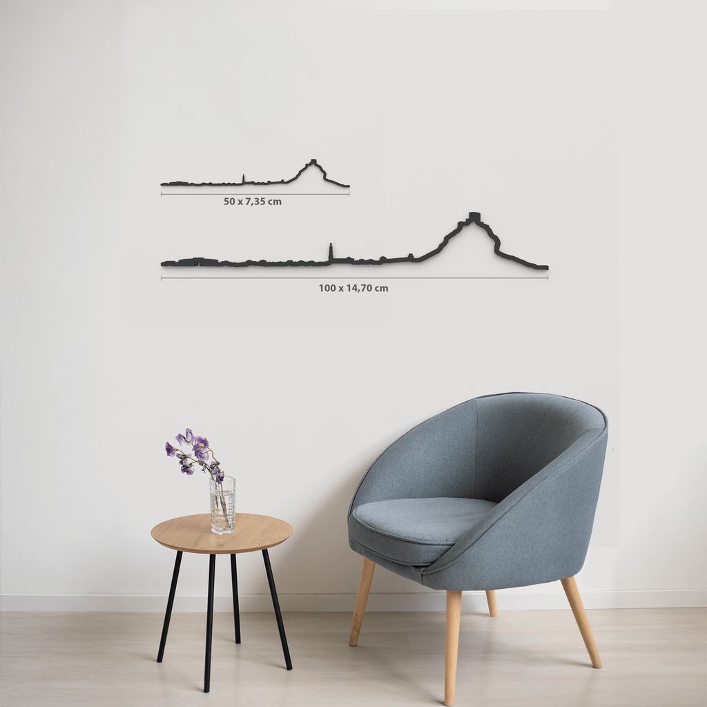 Comparativa 50 cm vs 100 cm del skyline Belmez en salón.