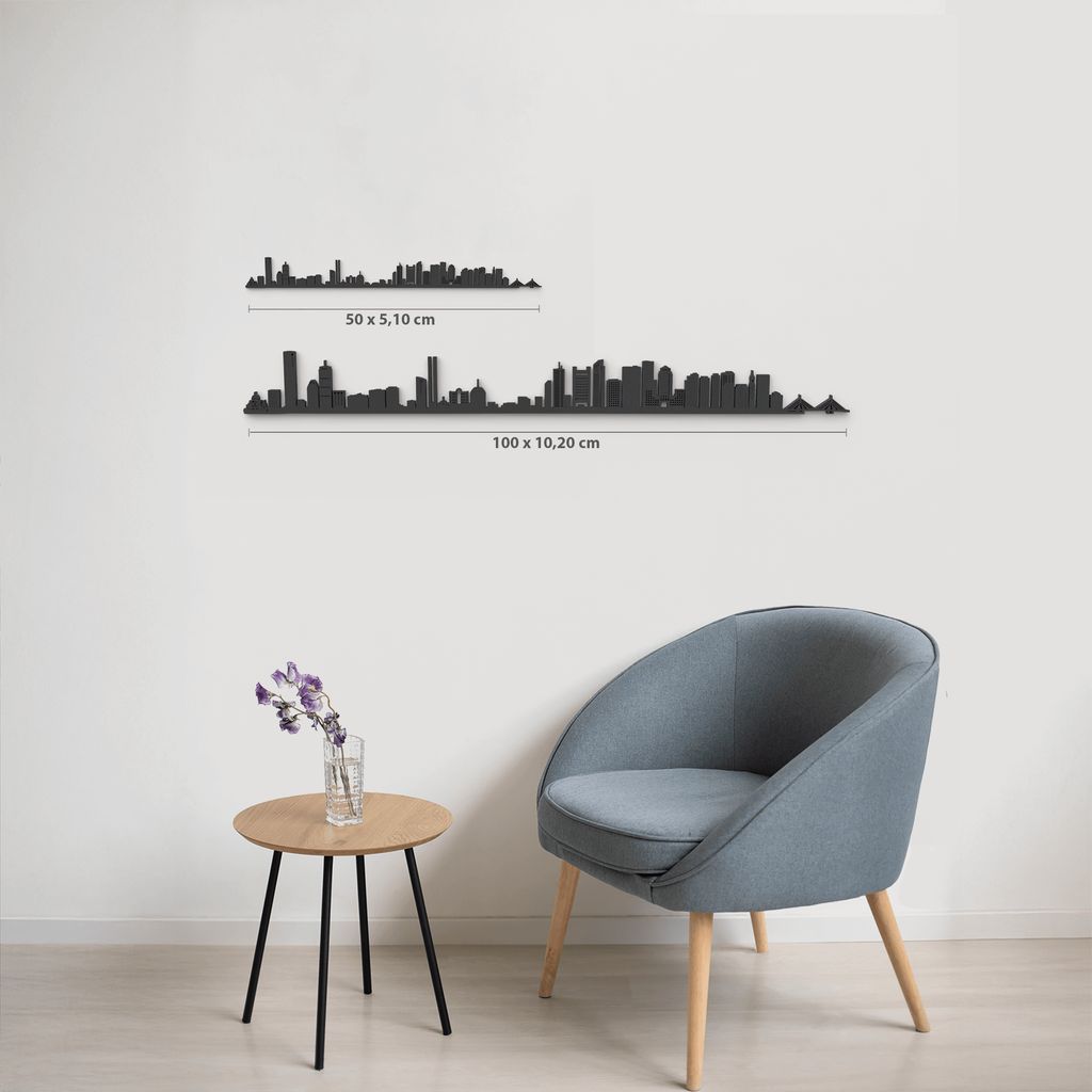 Comparativa 50 cm vs 100 cm del skyline Boston en salón.