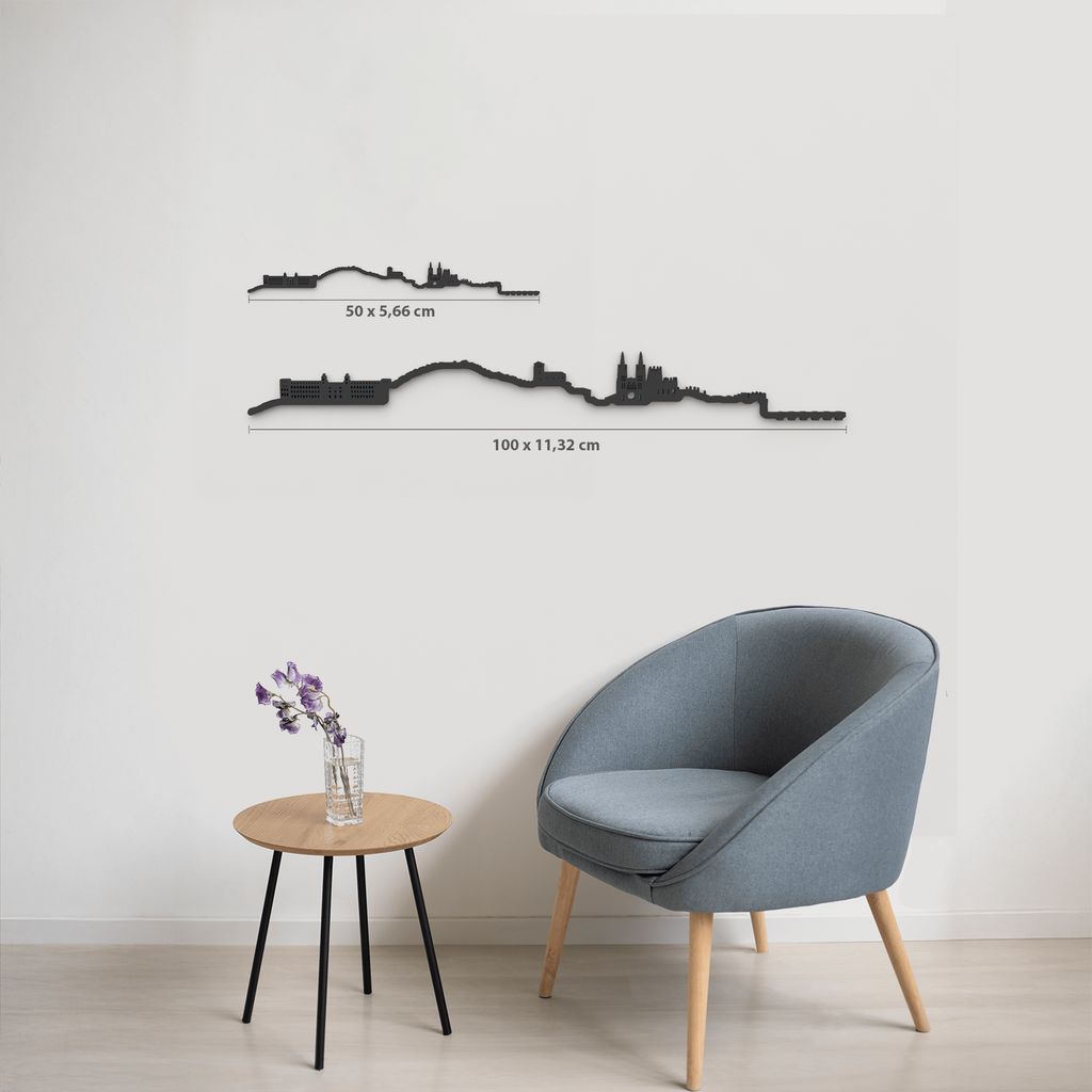 Comparativa 50 cm vs 100 cm del skyline Burgos en salón.