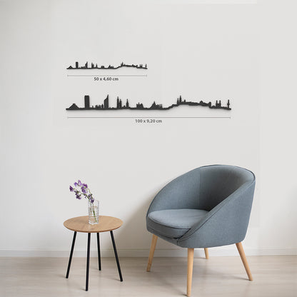 Skyline Cracovia en comparativa 50 cm vs 100 cm en salón.