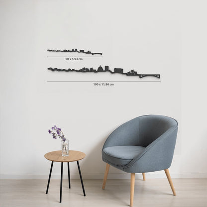 Comparativa 50 cm vs 100 cm del skyline Elche en salón.