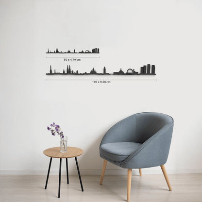 Comparativa 50 cm vs 100 cm del skyline Helsinki en salón.