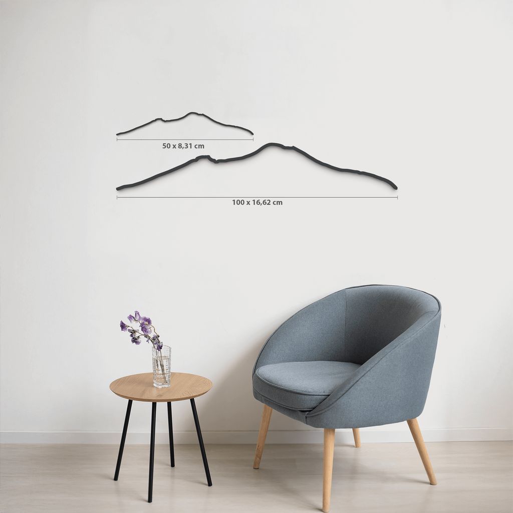 Comparativa 50 cm vs 100 cm del skyline Monte Vesubio en salón.
