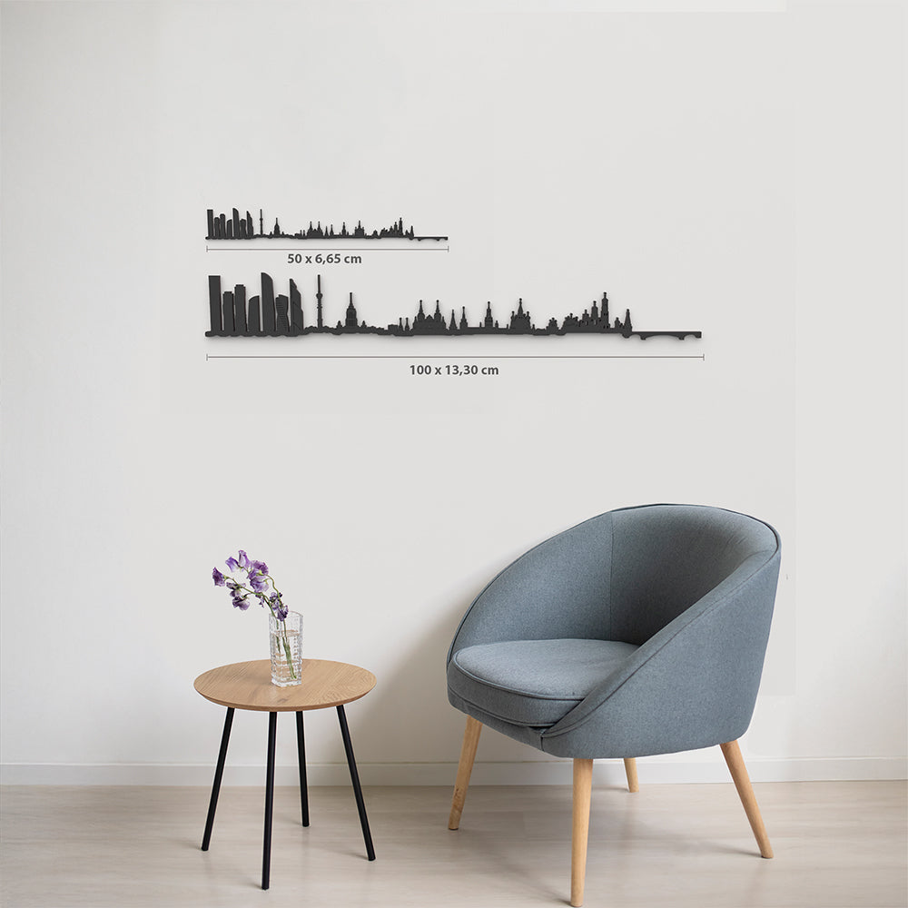 Comparativa 50 cm vs 100 cm del skyline Moscú en salón.