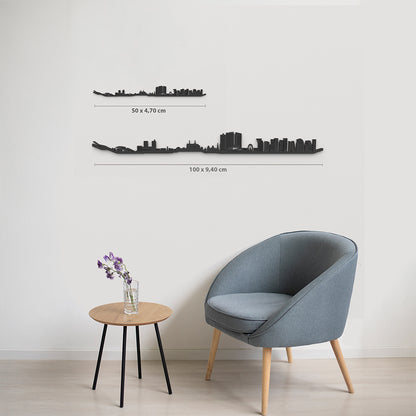 Comparativa 50 cm vs 100 cm del skyline Oslo en salón.