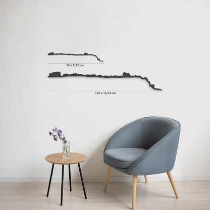 Comparativa 50 cm vs 100 cm del skyline Rello en salón.