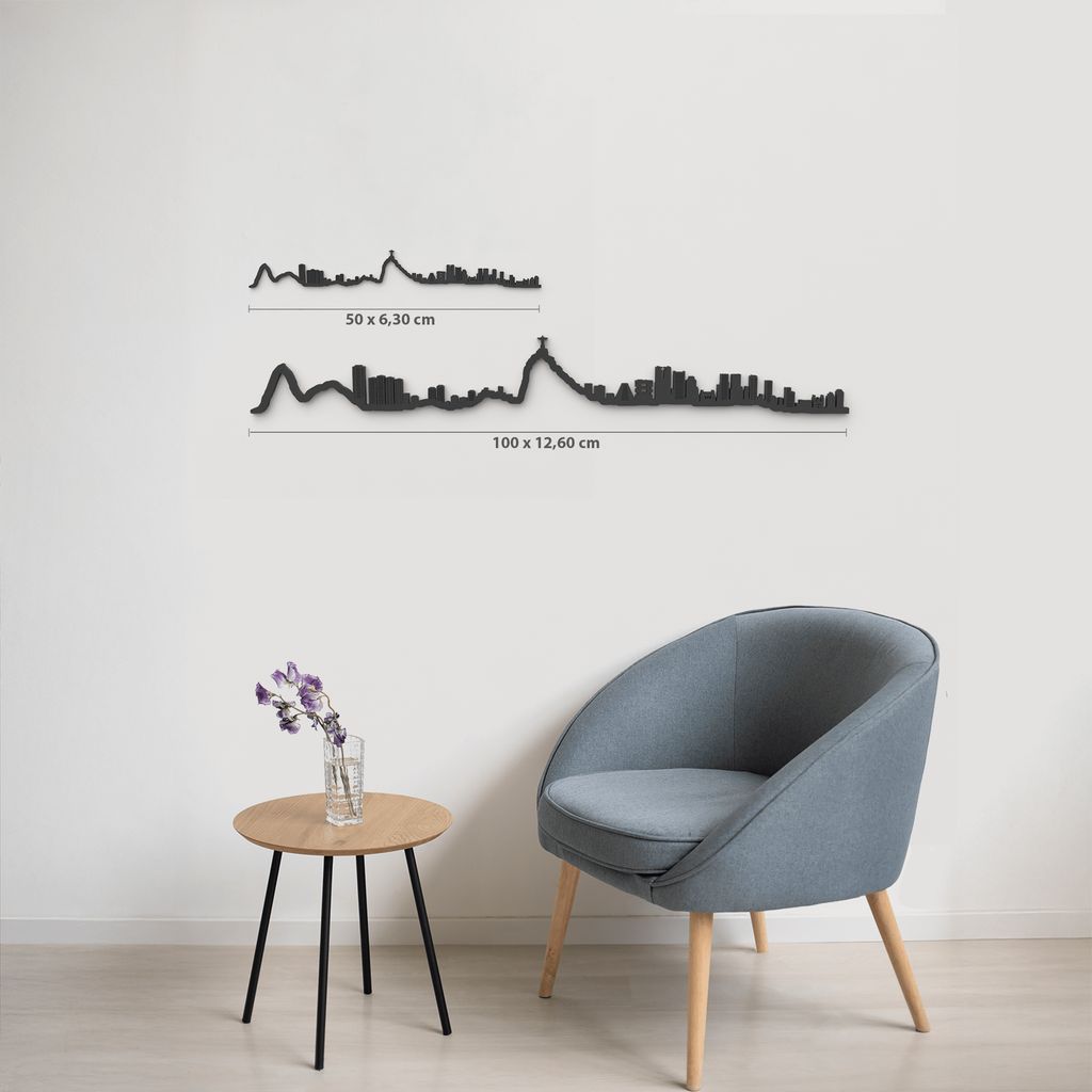 Comparativa 50 cm vs 100 cm del skyline Río de Janeiro en salón.