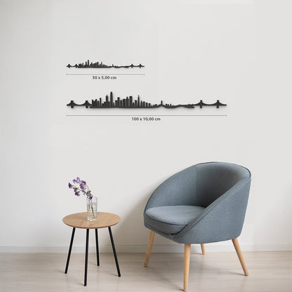 Comparativa 50 cm vs 100 cm del skyline San Francisco en salón.