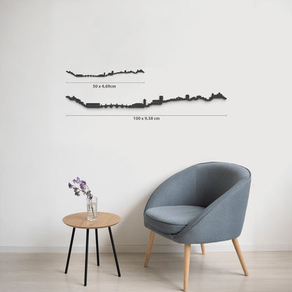 Comparativa de tamaños 50 cm y 100 cm de la silueta de Soria en una pared de salón.